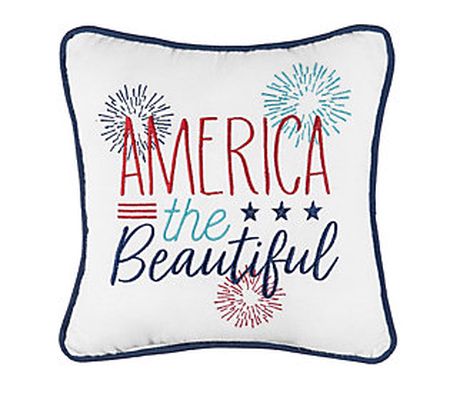 10" x 10" America the Beautiful Throw Pillow by Valerie