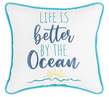 10" x 10" Better By The Ocean Pillow by Valerie
