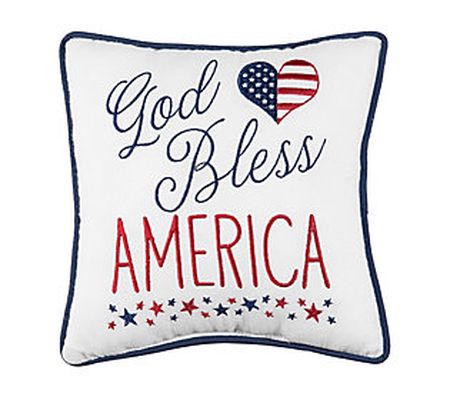 10" x 10" God Bless America Throw Pillow by Val erie