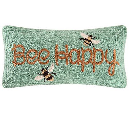10" x 20" Bee Happy Spring Hooked Throw Pillow by Valerie