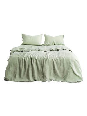 100% French Flax Linen Bedding Set - Sage - Size Twin - Sage - Size Twin