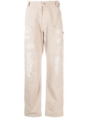 1017 ALYX 9SM Destroyed canvas ripped carpenter trousers - Neutrals