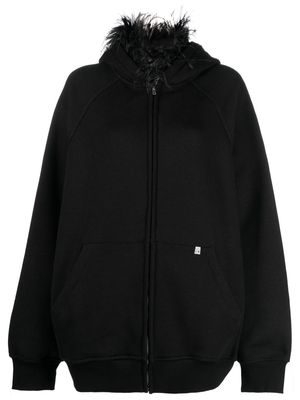1017 ALYX 9SM feather-trim zip hoodie - Black