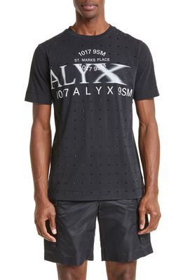 1017 ALYX 9SM Sequin Embellished Logo Graphic T-Shirt in Blk0003 Washed Black