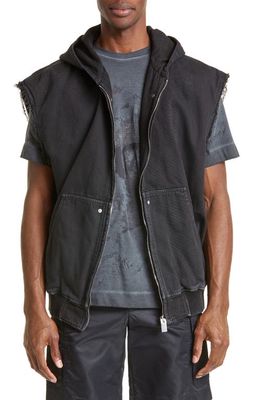 1017 ALYX 9SM Sleeveless Cotton Twill Zip-Up Hoodie in Washed Black