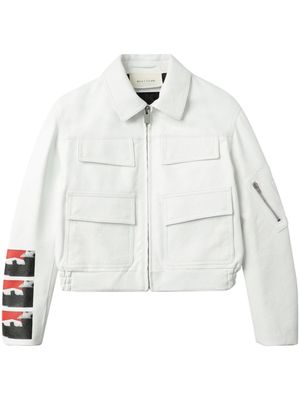 1017 ALYX 9SM x Mark Flood cropped leather jacket - White