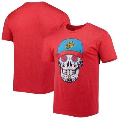 108 STITCHES Men's Heathered Red Vejigantes de Scranton/Wilkes-Barre Copa de la Diversion Sugar Skull Tri-Blend T-Shirt