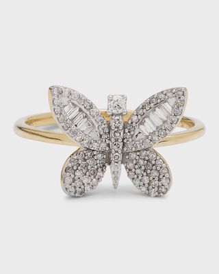 10K Yellow Gold Jumbo Butterfly Ring with Diamonds