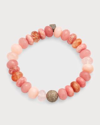 10mm Pink Mix Rose Quartz Bead Bracelet