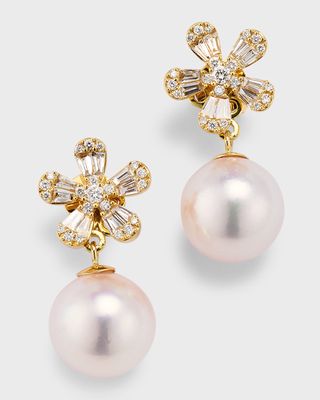 10mm South Sea Pearl and Diamond Earrings