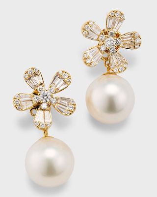 11.5mm South Sea Pearl and Diamond Earrings