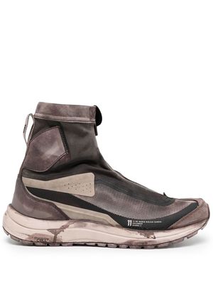 11 By Boris Bidjan Saberi distressed-effect panelled ankle boots - Brown