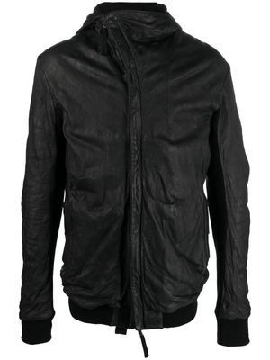 11 By Boris Bidjan Saberi leather zip-up jacket - Black