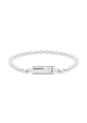 11G Polished Sterling Silver Chain Cable Bracelet