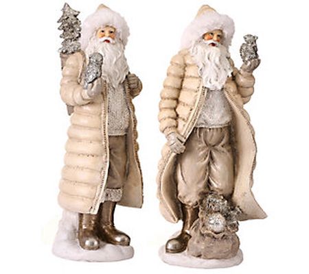 12.5" Forest Santa with Fur Hat Set of 2 by Val erie