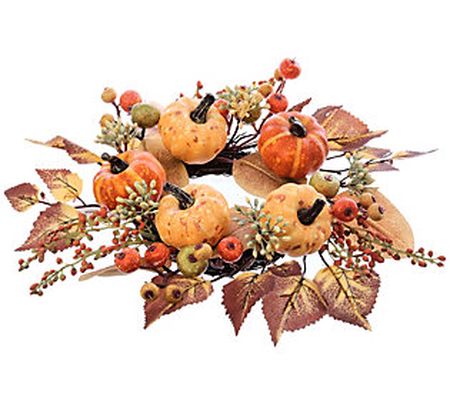 12" Berry Pumpkin Leaf Candle Ring by Valerie
