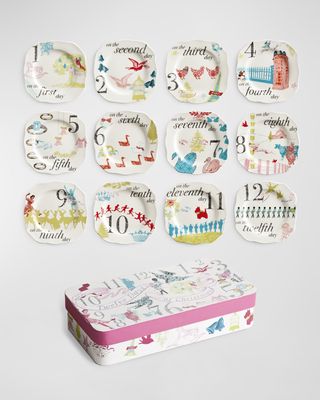 12 Days of Christmas Appetizer Plates, Set of 12