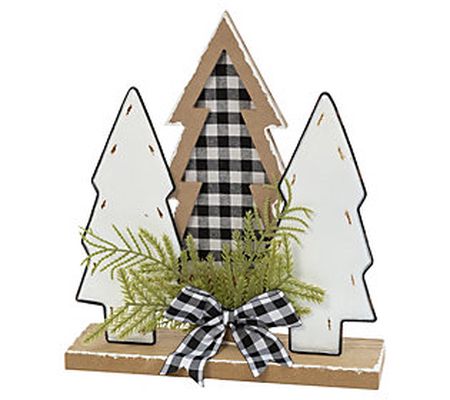 12-in H Wood Holiday Trees w/ Pine & Bow Accent by Gerson Co