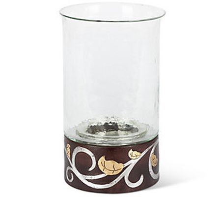 12" Mango Wood Inlay Candleholder by Gerson Co.
