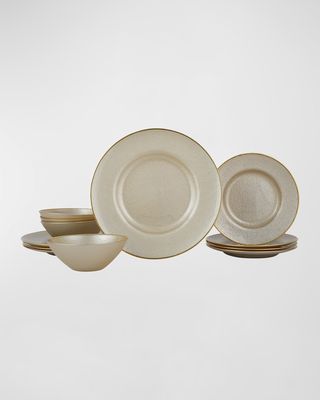 12-Piece Metallic Glass Pearl Dinnerware Set
