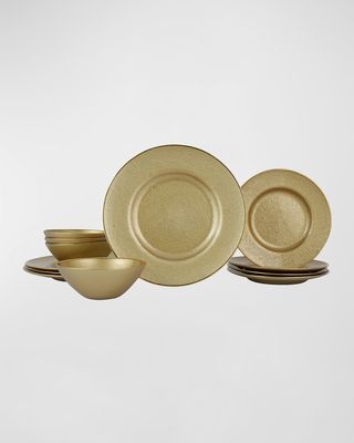 12-Piece Metallic Gold Dinnerware Set