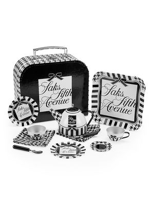 12-Piece Tin Tea Party Set - Black White - Black White
