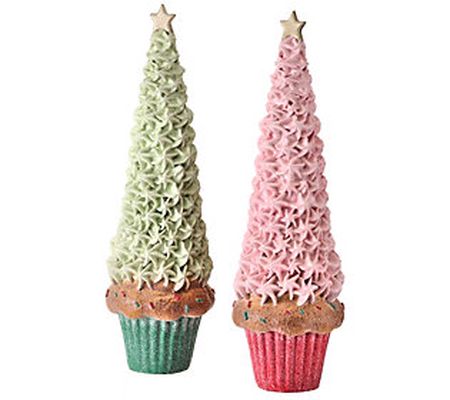 12" Resin Frosting Tree In Cupcake Set of 2 by Valerie