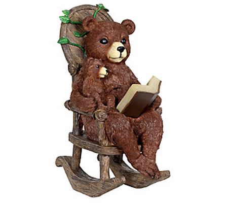 12" Solar Bear Reading Story in Rocking Chair b y Exhart
