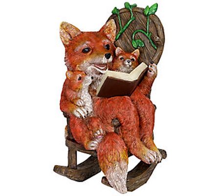 12" Solar Foxes Reading Story in Rocking Chair by Exhart