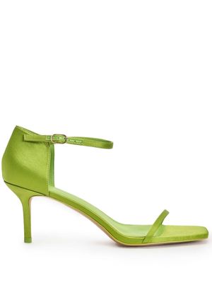 12 STOREEZ 70mm square-toe satin sandals - Green