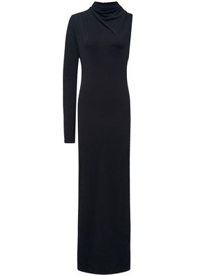 12 STOREEZ asymmetric draped cowl-neck gown - Black