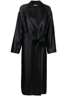 12 STOREEZ belted satin wrap dress - Black