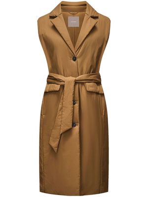 12 STOREEZ belted sleeveless coat - Brown
