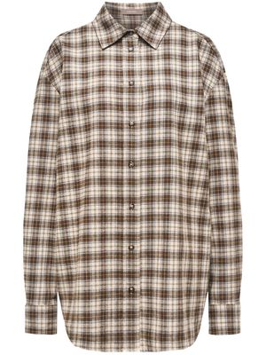 12 STOREEZ check-pattern cotton shirt - Neutrals