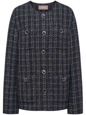 12 STOREEZ check-pattern tweed jacket - Black