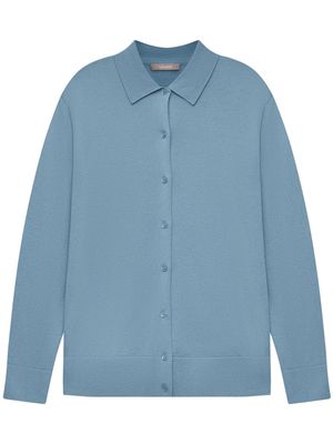 12 STOREEZ classic-collar merino wool cardigan - Blue