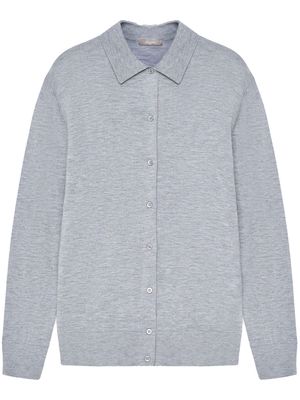 12 STOREEZ classic-collar merino wool cardigan - Grey