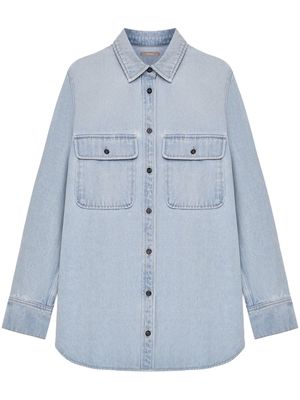 12 STOREEZ classic-collar organic cotton shirt - Blue