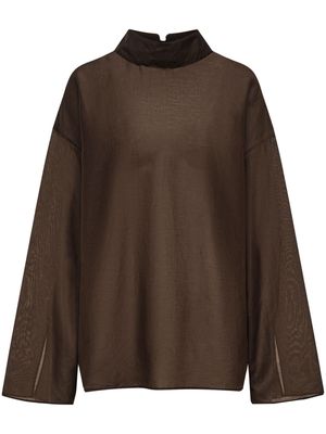 12 STOREEZ collared long-sleeve blouse - Brown