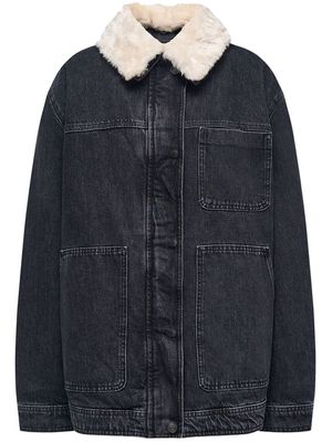 12 STOREEZ contrast-collar denim jacket - Black