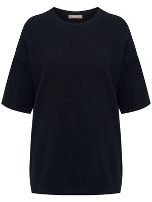12 STOREEZ drop-shoulder fine-knit T-shirt - Black
