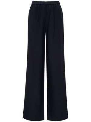 12 STOREEZ elasticated-waist wide-leg trousers - Black