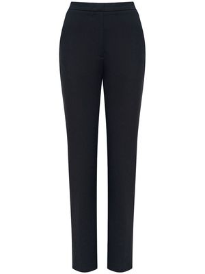 12 STOREEZ elasticated-waistband cotton blend slim-fit trousers - Black