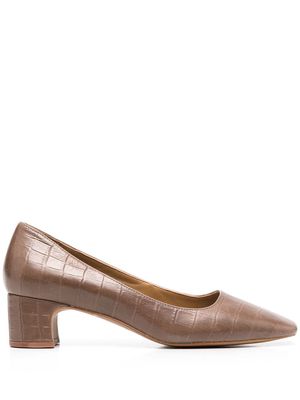 12 STOREEZ embossed square-toe 50mm pumps - Brown