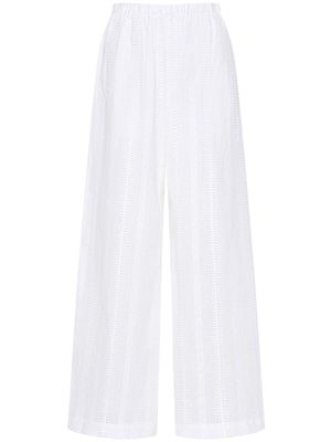 12 STOREEZ embroidered cotton palazzo pants - White