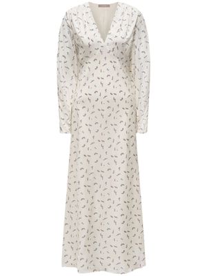 12 STOREEZ floral-printed long-sleeved dress - White