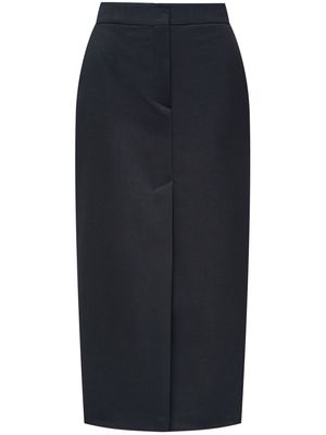 12 STOREEZ front-slit straight midi skirt - Black