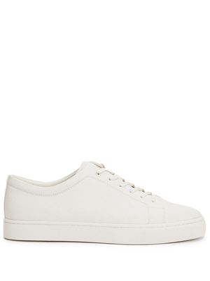 12 STOREEZ grained-leather low-top sneakers - White