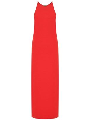 12 STOREEZ halterneck fine-knit maxi dress - Red