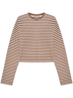 12 STOREEZ horizontal-stripe cropped T-shirt - Neutrals